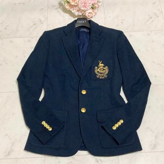 ポロラルフローレン(POLO RALPH LAUREN)の美品　ポロラルフローレン　紺ブレ　金ボタン　エンブレム　刺繍　2(テーラードジャケット)