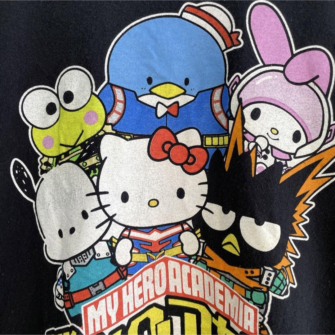 【希少コラボ】サンリオキティ　✖︎ 僕のヒーローアカデミア古着プリントTシャツ黒 メンズのトップス(Tシャツ/カットソー(半袖/袖なし))の商品写真