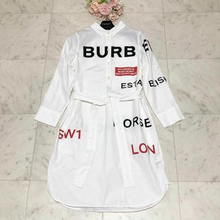 バーバリー(BURBERRY)のバーバリー　シャツワンピース　ホースフェリー　英字ロゴ　近年　ベルト付き(ひざ丈ワンピース)