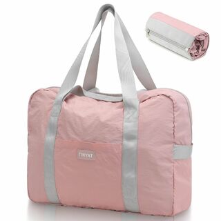 【色: Pink】[TINYAT]旅行バッグ 折りたたみ 大容量 キャリーオンバ(その他)
