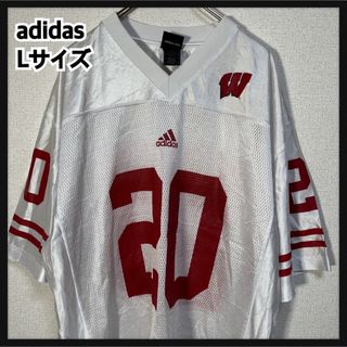 アディダス(adidas)のアディダス】アメフトゲームシャツ ウィスコンシン ユニフォーム白カレッジロゴ37(アメリカンフットボール)