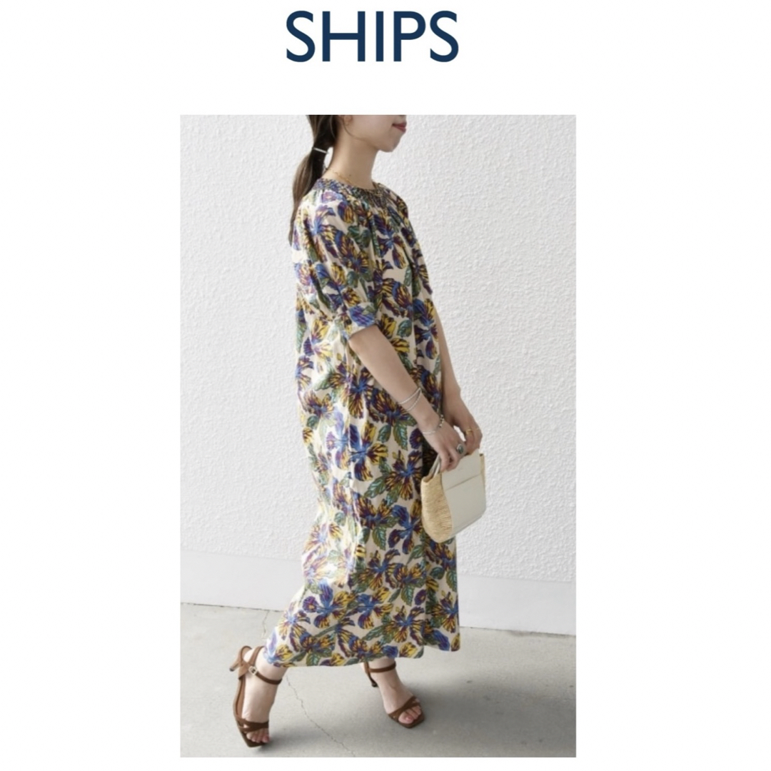 SHIPS(シップス)の新品同様美品　SHIPS anyペイント フラワーサ ック ワンピース レディースのワンピース(ロングワンピース/マキシワンピース)の商品写真