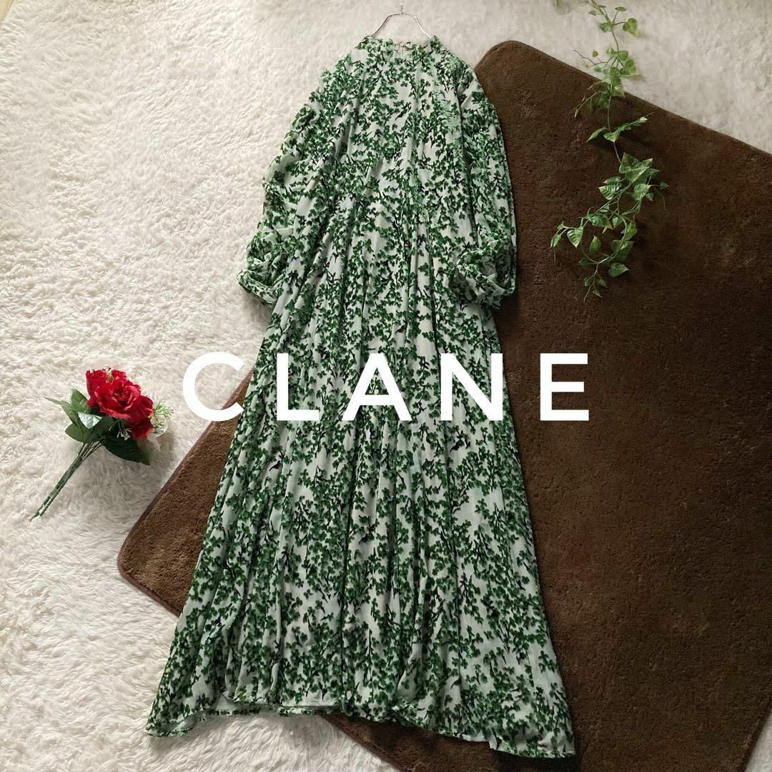 CLANE(クラネ)のCLANE　フローレットオパールワンピース　ロングワンピース　小花柄　グリーン レディースのワンピース(ロングワンピース/マキシワンピース)の商品写真