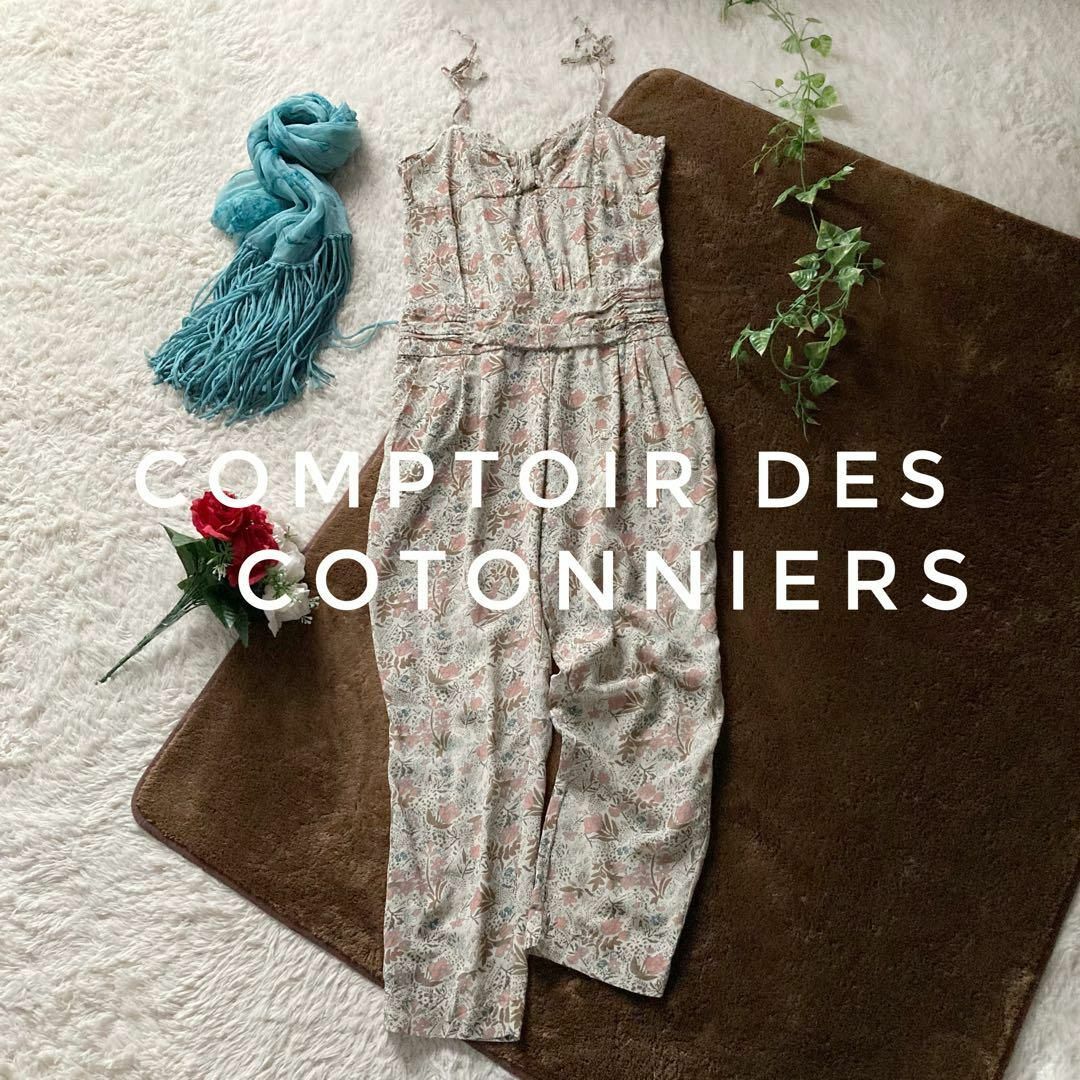 Comptoir des cotonniers(コントワーデコトニエ)の洗える！コントワーデコトニエ　ピュアシルク　オールインワン　小花柄　42サイズ レディースのパンツ(オールインワン)の商品写真