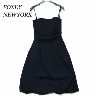 フォクシーニューヨーク(FOXEY NEW YORK)の美品✨ FOXEY NEW YORK フォクシー ワンピース 黒 ドレス 結婚式(ひざ丈ワンピース)