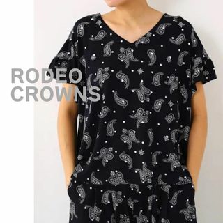 RODEO CROWNS - RODEO CROWNS　ロデオクラウンズ　ネイビー　ペイズリー　カットソー　紺