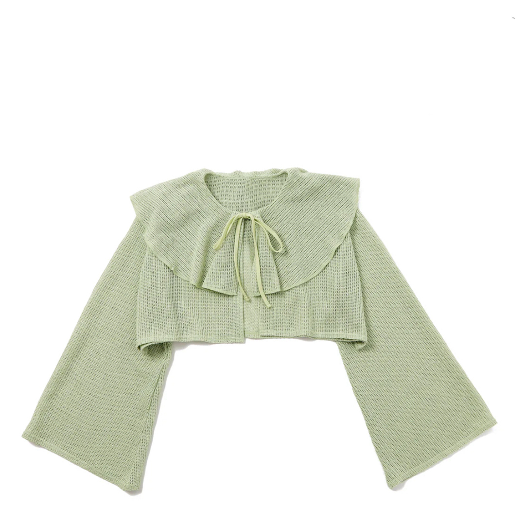 RAFFLE COLLAR LOOSE CARDIGAN (GREEN) レディースのトップス(ボレロ)の商品写真