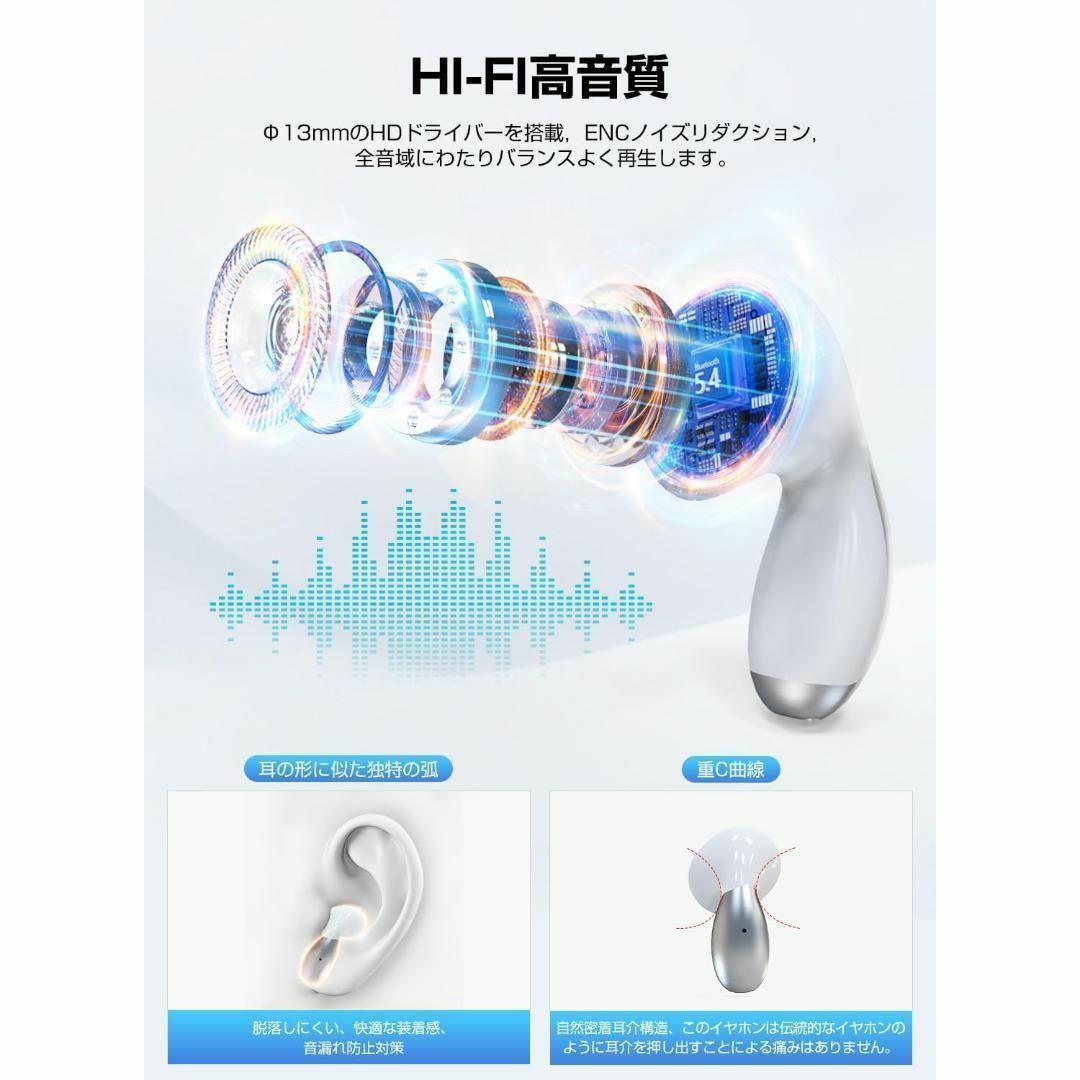 ワイヤレスイヤホン　5.4　hi-fi　自動ペアリング　5個セット販売 スマホ/家電/カメラのオーディオ機器(ヘッドフォン/イヤフォン)の商品写真