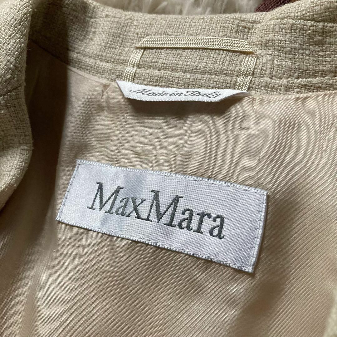 Max Mara(マックスマーラ)のマックスマーラ　最高級白タグ　リネン・シルク混ジャケット　イタリア製　キナリ レディースのジャケット/アウター(テーラードジャケット)の商品写真