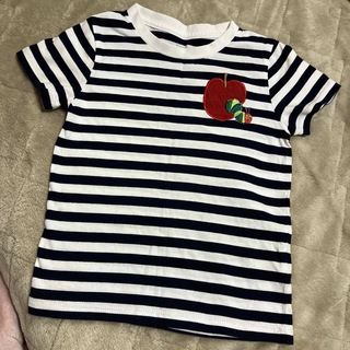 グラニフ(Design Tshirts Store graniph)のグラニフ　110 半袖　Tシャツ　ボーダー　はらぺこあおむし　りんご　子供(Tシャツ/カットソー)