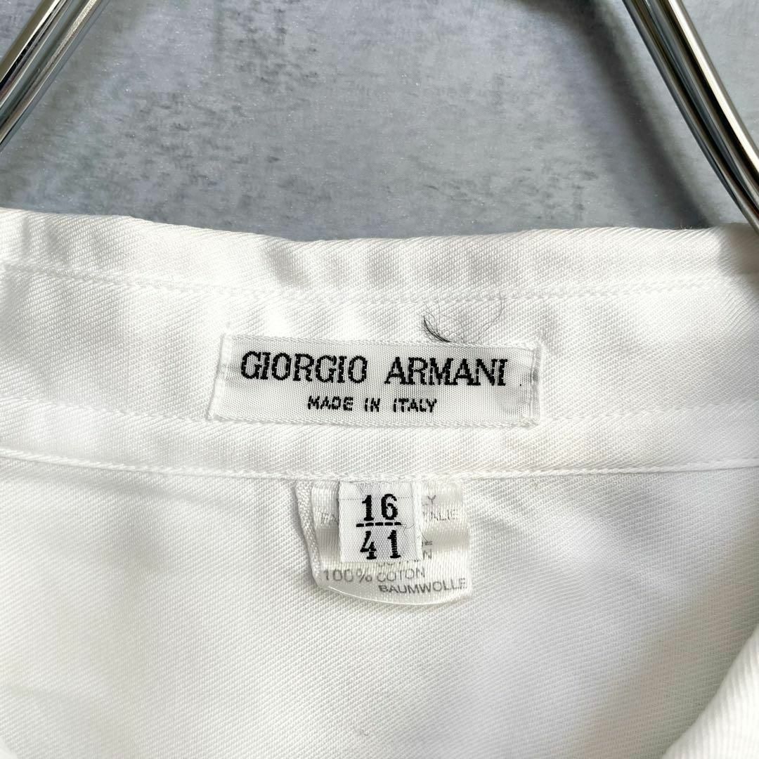 Giorgio Armani(ジョルジオアルマーニ)のジョルジオ アルマーニ　ヴィンテージ　ポケット付　長袖シャツ　ホワイト　16 メンズのトップス(シャツ)の商品写真