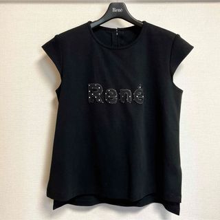 美品　ルネrene  ロゴトップス　ブラック　36