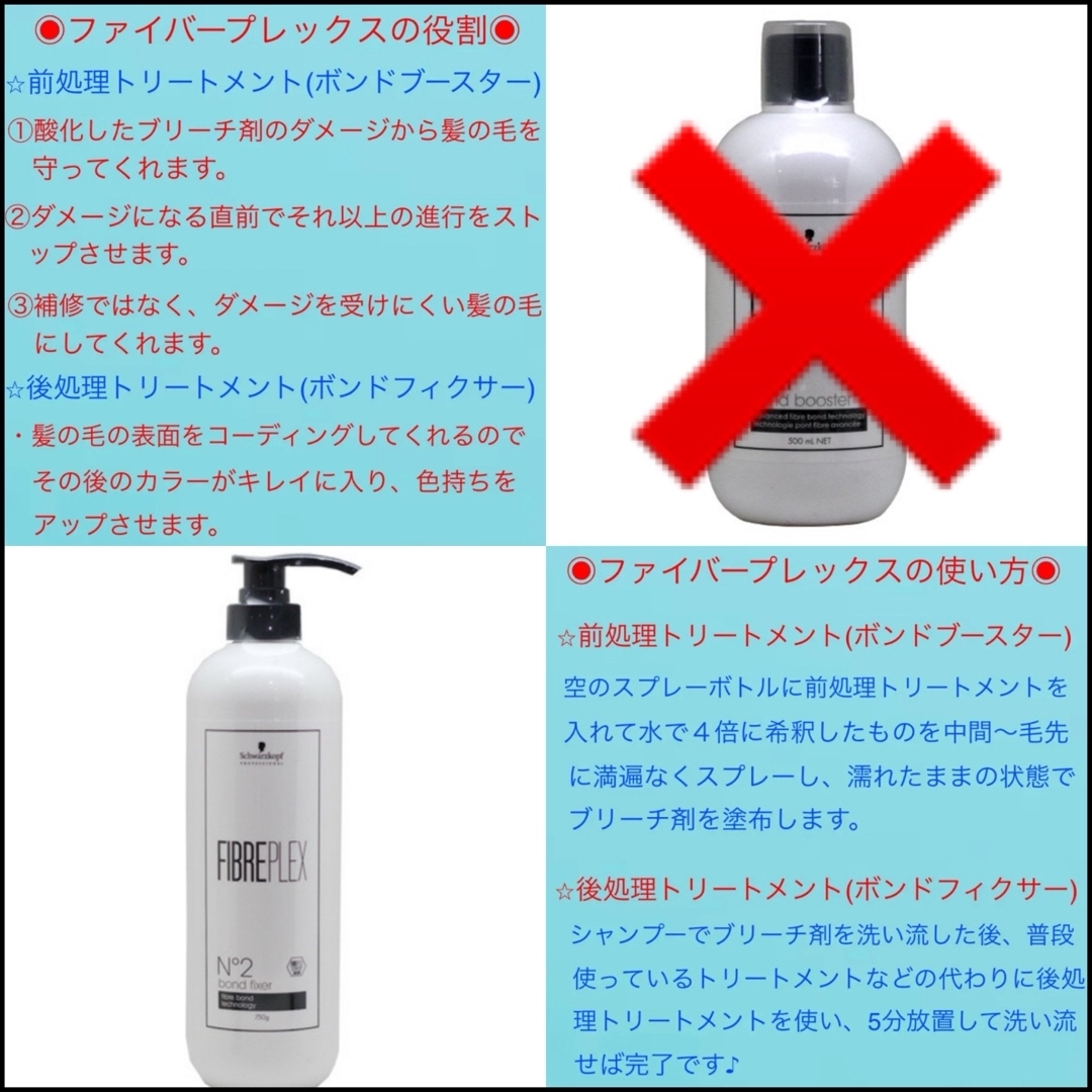 【FIBREPLEXブリーチ×１、後処理TR（ミディアム用　15g）】 コスメ/美容のヘアケア/スタイリング(ブリーチ剤)の商品写真