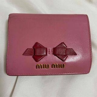 miumiu - miumiuリボン レザー 二つ折り 財布