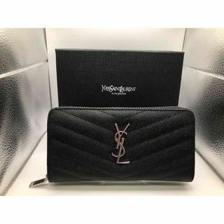 イヴサンローラン(Yves Saint Laurent)の☆YSL☆サンローラン☆ラウンドファスナー長財布☆黒☆シルバー金具☆(財布)