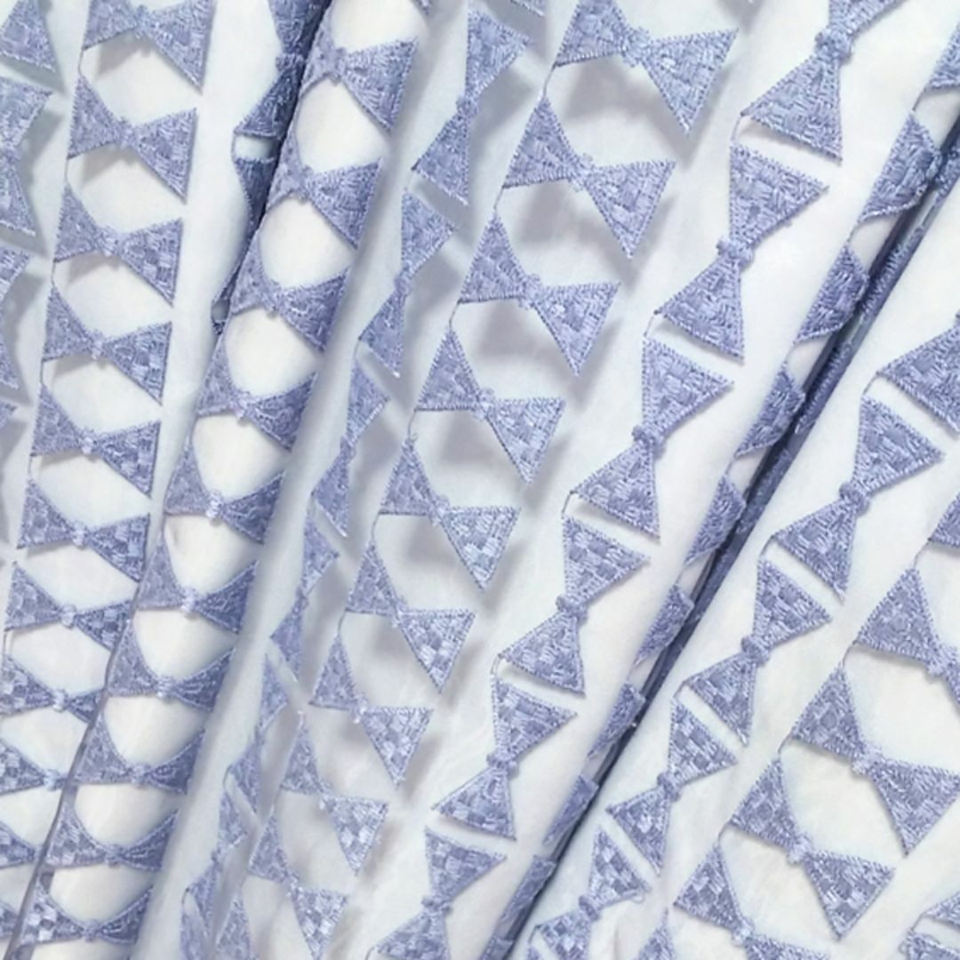 Ailes de Ruban リボン柄 半袖ワンピース サックス　シアー レディースのワンピース(ミニワンピース)の商品写真