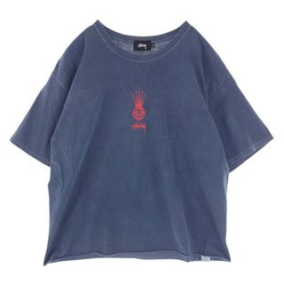 ステューシー(STUSSY)のSTUSSY ステューシー Ｔシャツ カットオフ センター ロゴ プリント Tシャツ 半袖 ブルー系 M【中古】(シャツ)