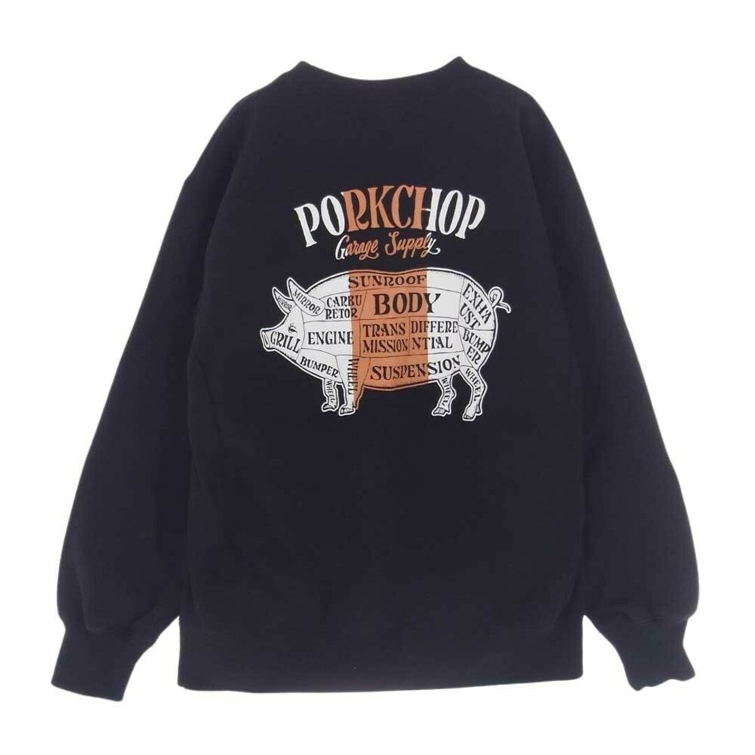 ポークチョップ PORKCHOP GARAGE SUPPLY スウェット PORK BACK SWEAT バックプリント クルー スウェット ブラック系 M【中古】 メンズのトップス(スウェット)の商品写真