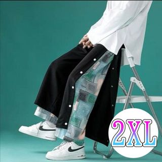 【イイネ割あり！】メンズ　パンツ　ワイドパンツ　y2k　サイドボタン　重ね着風(その他)