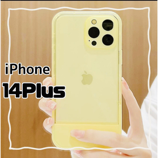 iPhone14Plusケース スタンド付き スマホケース イエロー 韓国 