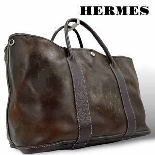 エルメス(Hermes)の良品 HERMES トートバッグ ガーデンパーティーPM アマゾニア レザー 茶(トートバッグ)