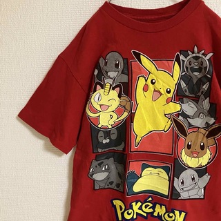 ポケモン(ポケモン)のポケモンピカチュウキャラクターTシャツゲームアニメビッグプリントロゴ半袖tシャツ(Tシャツ/カットソー)