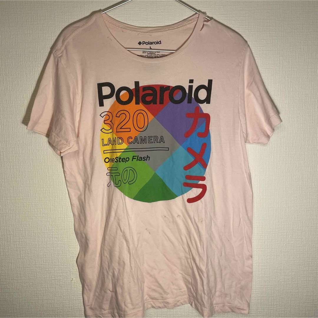 ポラロイドカメラ プリントTシャツ半袖USA古着　ピンクTシャツ メンズのトップス(Tシャツ/カットソー(半袖/袖なし))の商品写真