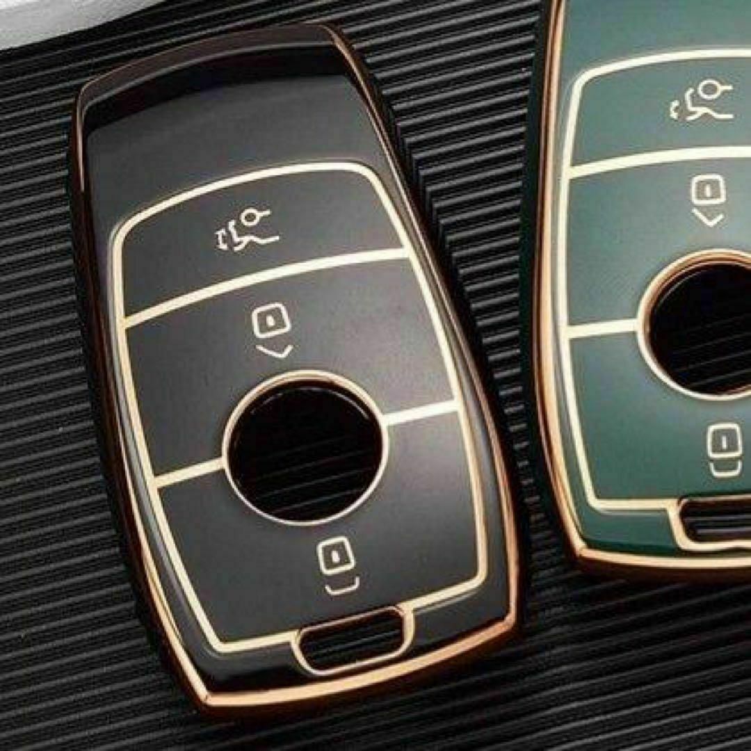 Mercedes-Benz(メルセデスベンツ)のメルセデス ベンツ TPU キーケース 黒 ゴールド キーカバー キーレス 自動車/バイクの自動車(車内アクセサリ)の商品写真
