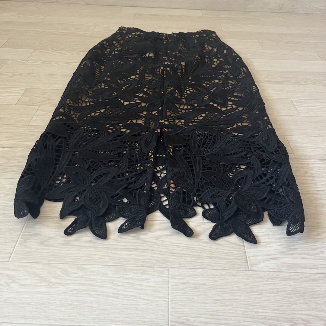 FRAY I.D(フレイアイディー)の美品 フレイアイディー FRAY I.D ケミカルミディタイトスカート 0 黒 レディースのスカート(ロングスカート)の商品写真