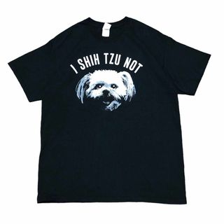 US古着 半袖Tシャツ アニマルT 犬 イヌ ブラック 夏物古着 y60