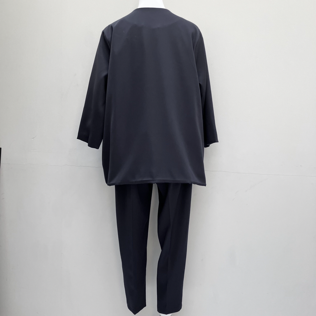 ブラック M  ノーカラー ジャケット パンツ スーツ セットアップ セレモニー レディースのフォーマル/ドレス(スーツ)の商品写真