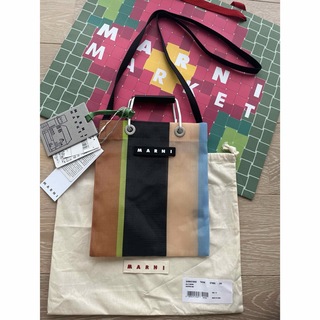 マルニ(Marni)の【新品未使用】01  MARNI ストライプミニショルダーバッグ　マルチブラウン(ショルダーバッグ)