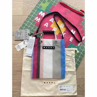 マルニ(Marni)の【新品未使用】01  MARNI ストライプミニショルダーバッグ　リリーホワイト(ショルダーバッグ)