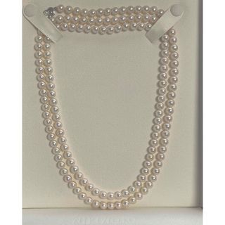 ミキモト(MIKIMOTO)の【美品】ミキモトあこやパールロングネックレス110cm シルバー(ネックレス)