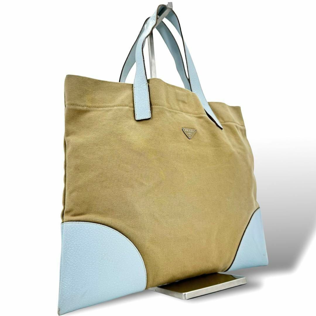 PRADA(プラダ)の良品 PRADA トートバッグ ハンドバッグ 腕掛け A4 ライトブルー レディースのバッグ(トートバッグ)の商品写真