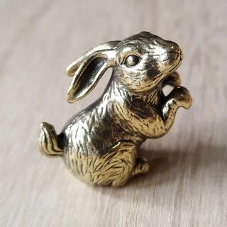 A14 ウサギ 兎 真鍮製 ブラス 風水 金運  財運 フィギュア オブジェ(置物)