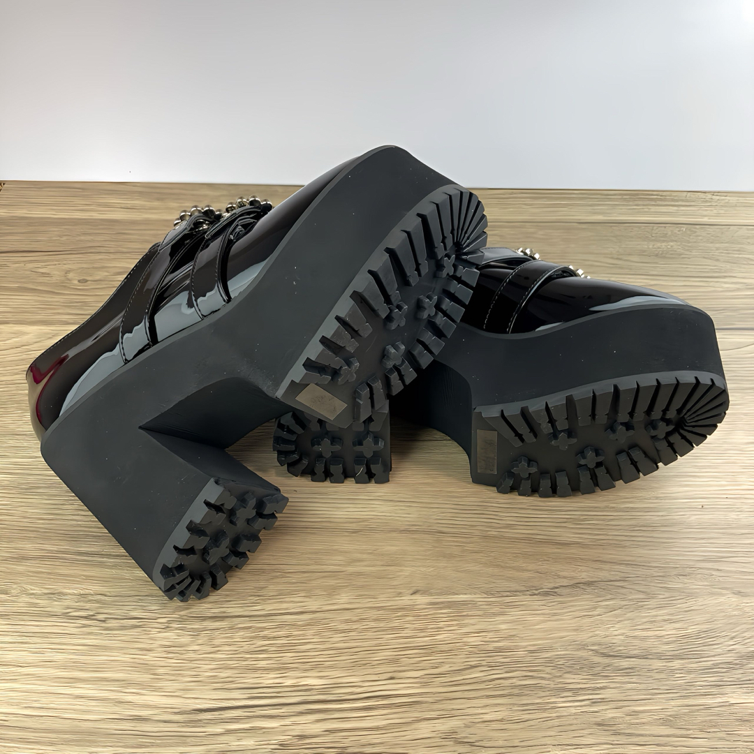 attagirl(アタガール)のアタガール 厚底 ダブルバックル厚底 シューズ 地雷系 黒 Lサイズ レディースの靴/シューズ(ローファー/革靴)の商品写真
