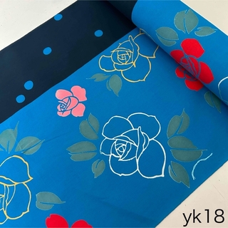 yk18  本染  浴衣 生地 反物 はぎれ 古布 リメイク 薔薇 ドット(生地/糸)