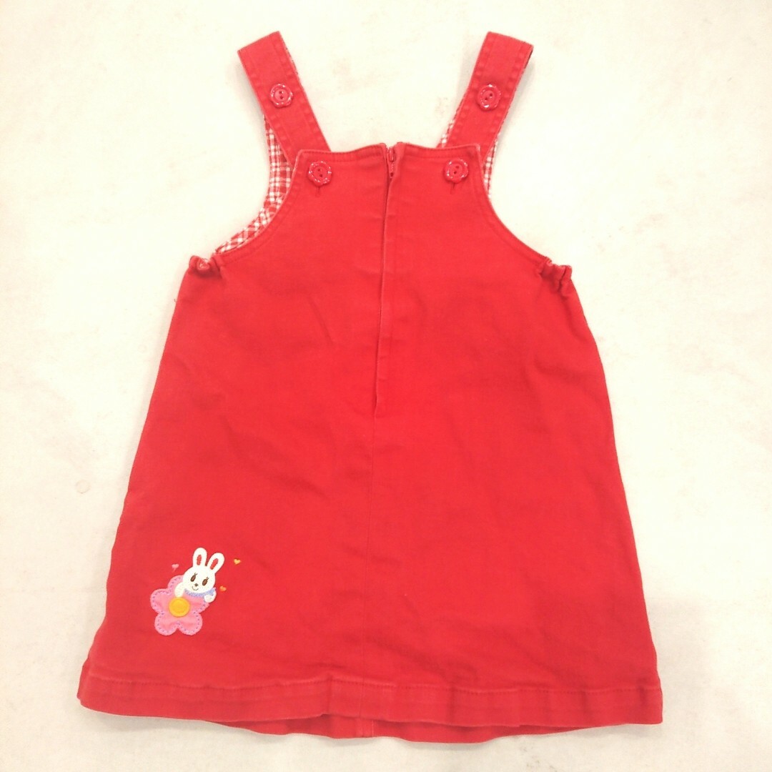 mikihouse(ミキハウス)のMIKIHOUSE  80  90  ジャンパースカート  ワンピース 赤 キッズ/ベビー/マタニティのキッズ服女の子用(90cm~)(ワンピース)の商品写真