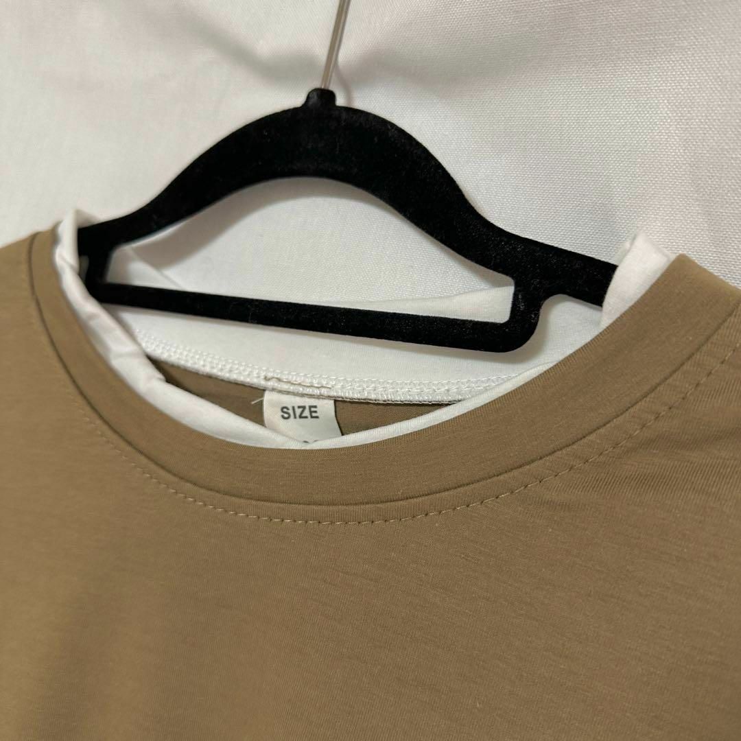 メンズ レイヤード Tシャツ 韓国 オーバーサイズ 重ね着 半袖 カットソー メンズのトップス(Tシャツ/カットソー(半袖/袖なし))の商品写真