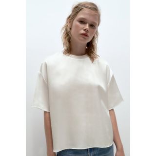 ザラ(ZARA)のZARA  サテン風半袖Tシャツ(Tシャツ(半袖/袖なし))