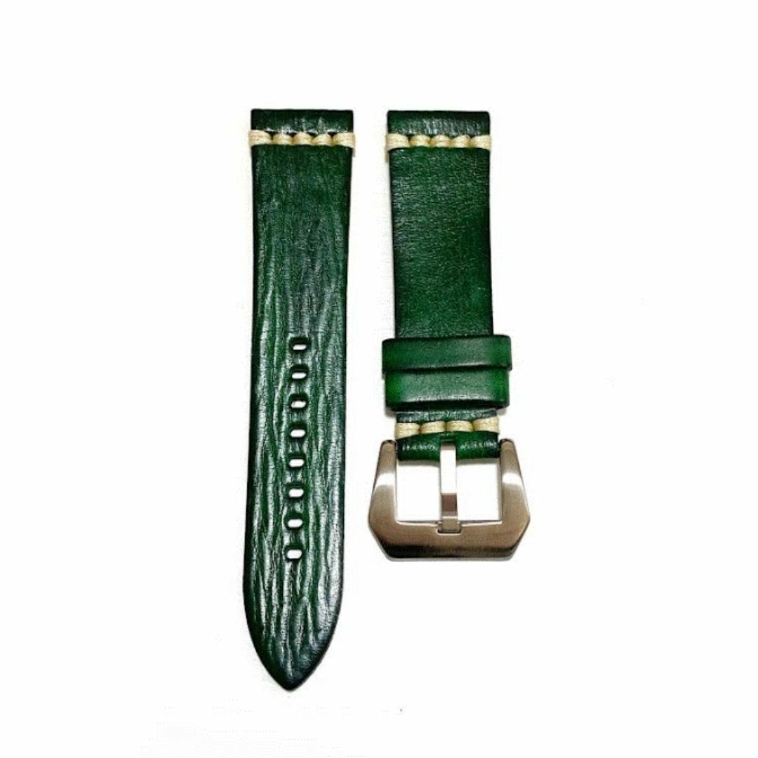 腕時計 レザーベルト 24mm 緑 パネライ ルミノール 互換 ラジオミール メンズの時計(レザーベルト)の商品写真