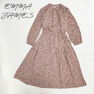 エマジェイム(EMMAJAMES)のEMMA JAMES ワンピース　総柄　11号　ピンク　ティアード(ロングワンピース/マキシワンピース)