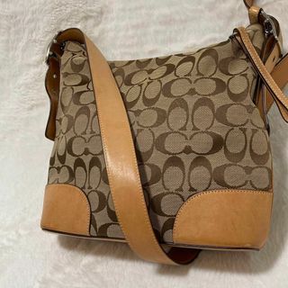 コーチ(COACH)のCOACH ショルダーバッグ シグネチャー キャンバス レザー キャメル(ショルダーバッグ)