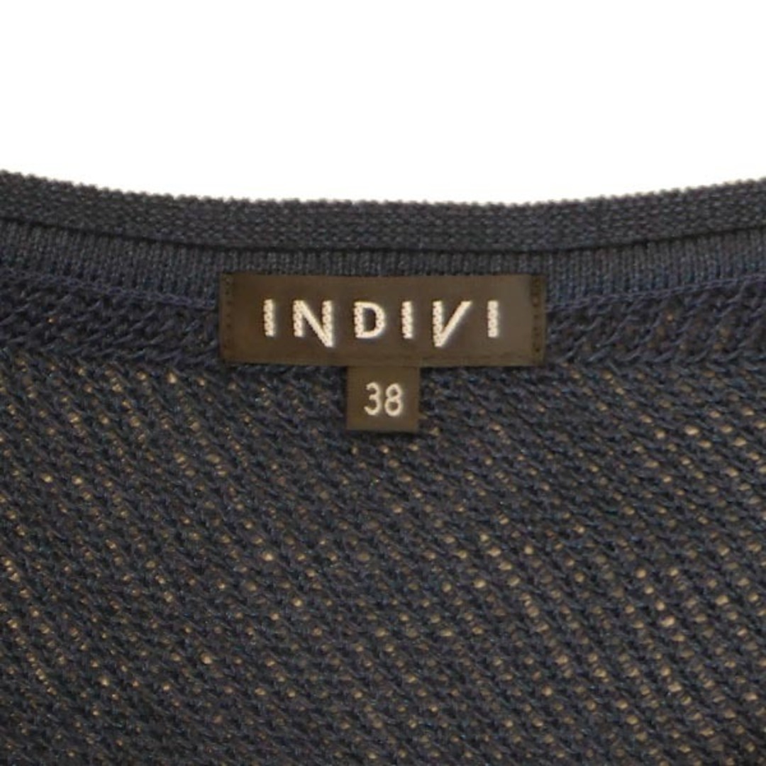 INDIVI(インディヴィ)のインディヴィ カットソー ニット Vネック バンドスリーブ 半袖 38 ネイビー レディースのトップス(カットソー(半袖/袖なし))の商品写真