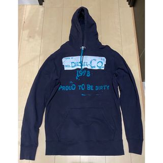 DIESEL - ディーゼル diesel フーディー パーカー 紺色　反射材　 中古品　メンズ