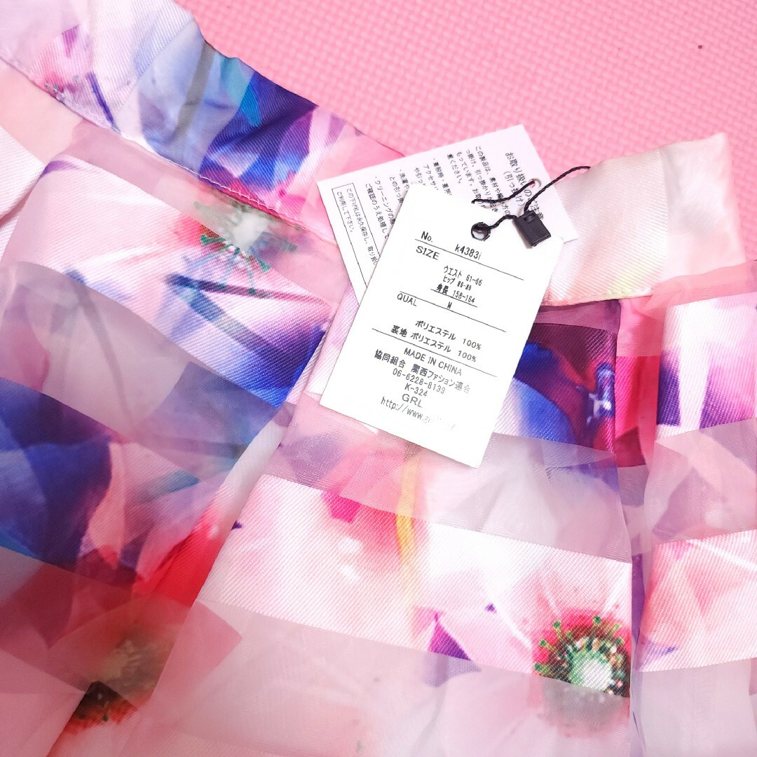 GRL(グレイル)の送料￥０♡GRL グレイル オーガンジーフラワーピンクスカート レディースのスカート(ひざ丈スカート)の商品写真