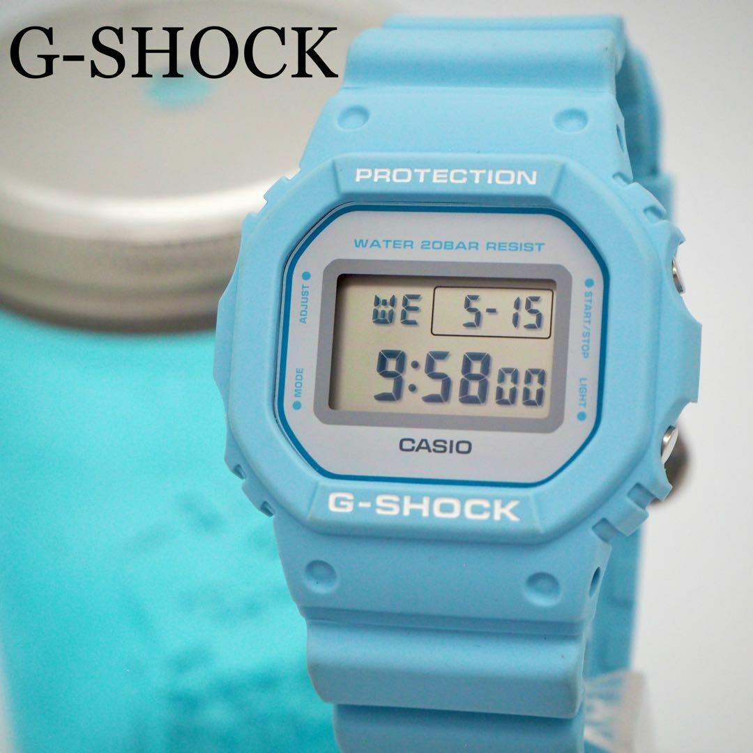 G-SHOCK(ジーショック)の391【美品】G-SHOCK 時計　箱付き　ブルー　水色　メンズ　レディース レディースのファッション小物(腕時計)の商品写真