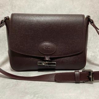 LONGCHAMP - 【美品】LONGCHAMP  ロゾ　レザー　ショルダーバッグ　ボルドー系