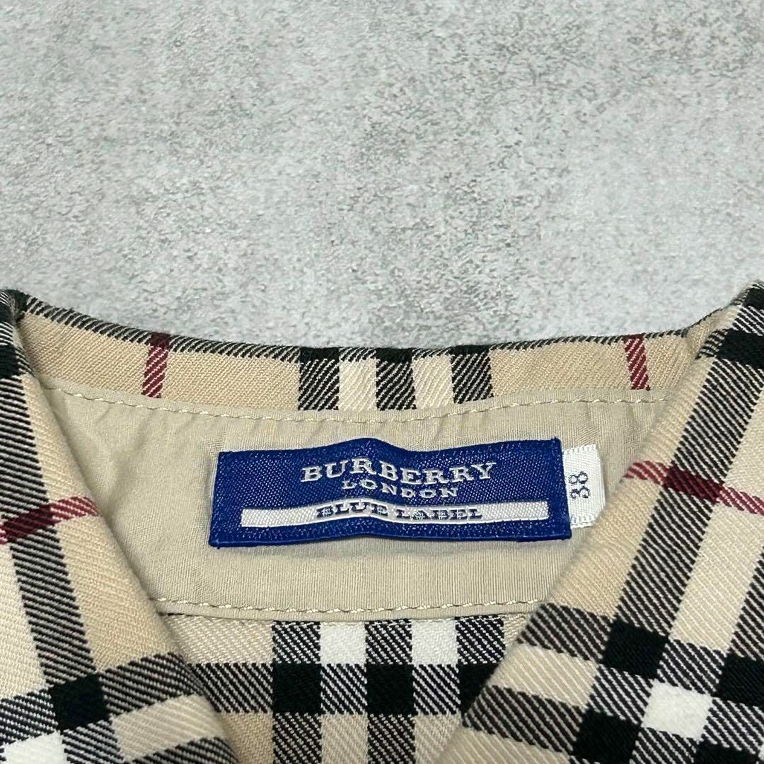 BURBERRY BLUE LABEL(バーバリーブルーレーベル)のバーバリーブルーレーベル ノバチェック シャツ ワンピース 38 ホース刺繍 レディースのワンピース(ひざ丈ワンピース)の商品写真